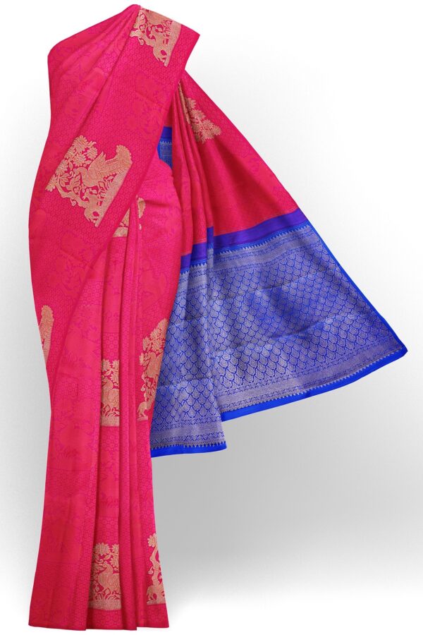 sri kumaran stores kanchipuram silk saree red saree with red border 2 2