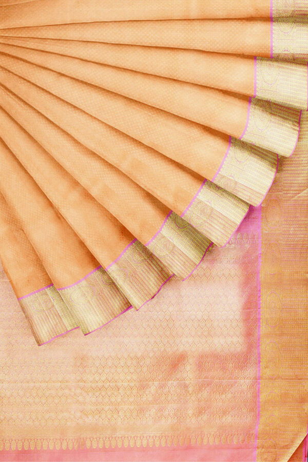 sri kumaran stores kanchipuram silk saree sandal saree with golden border 4