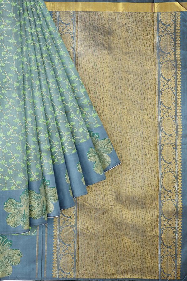 sri kumaran stores kanchipuram silk saree sea blue saree with light blue border 1