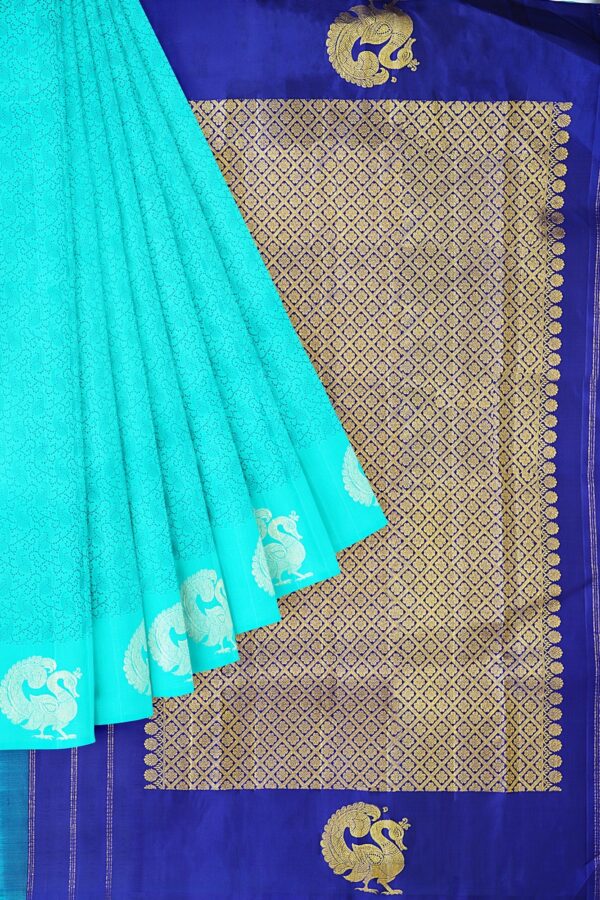 sri kumaran stores kanchipuram silk saree sky blue saree with sky blue border 1 1
