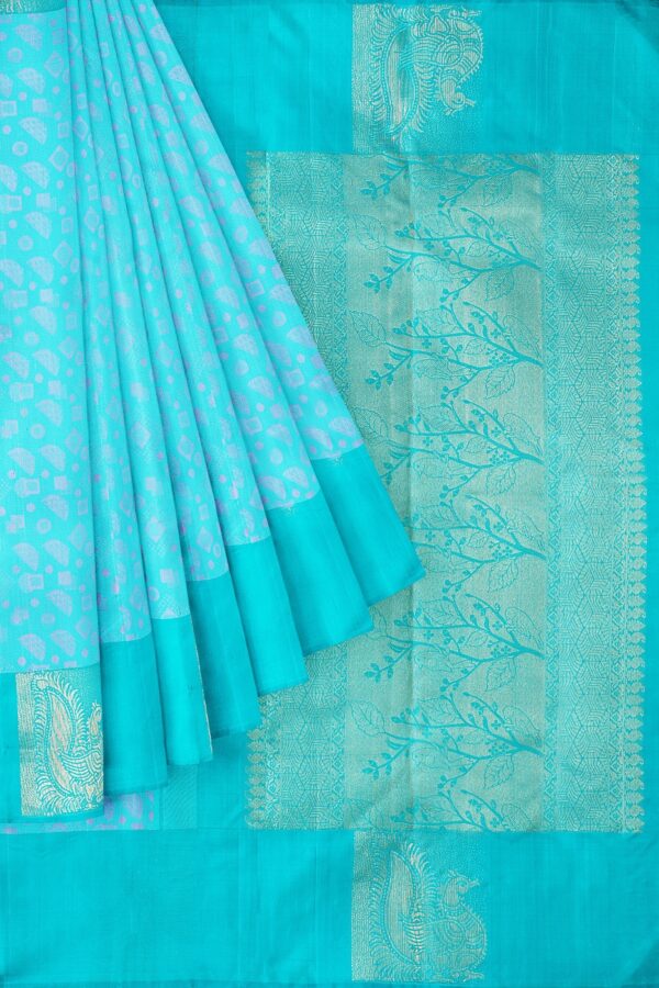 sri kumaran stores kanchipuram silk saree sky blue saree with sky blue border 3 2