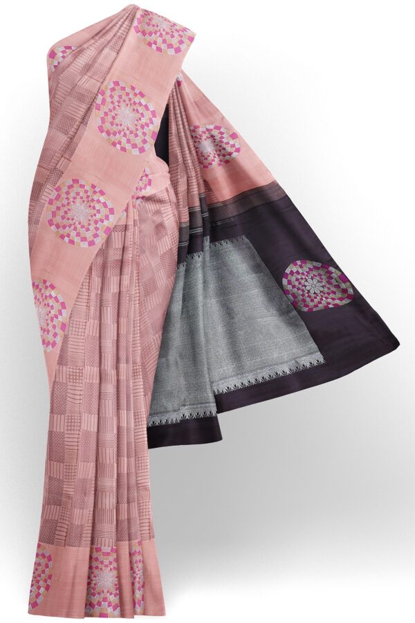 sri kumaran stores kanchipuram silk saree slate pink saree with pink border 2