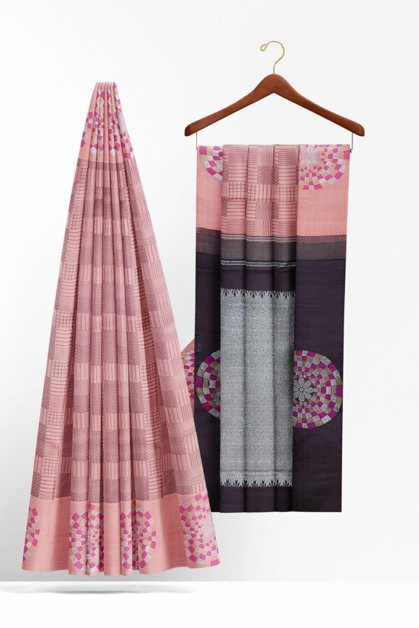 sri kumaran stores kanchipuram silk saree slate pink saree with pink border 3