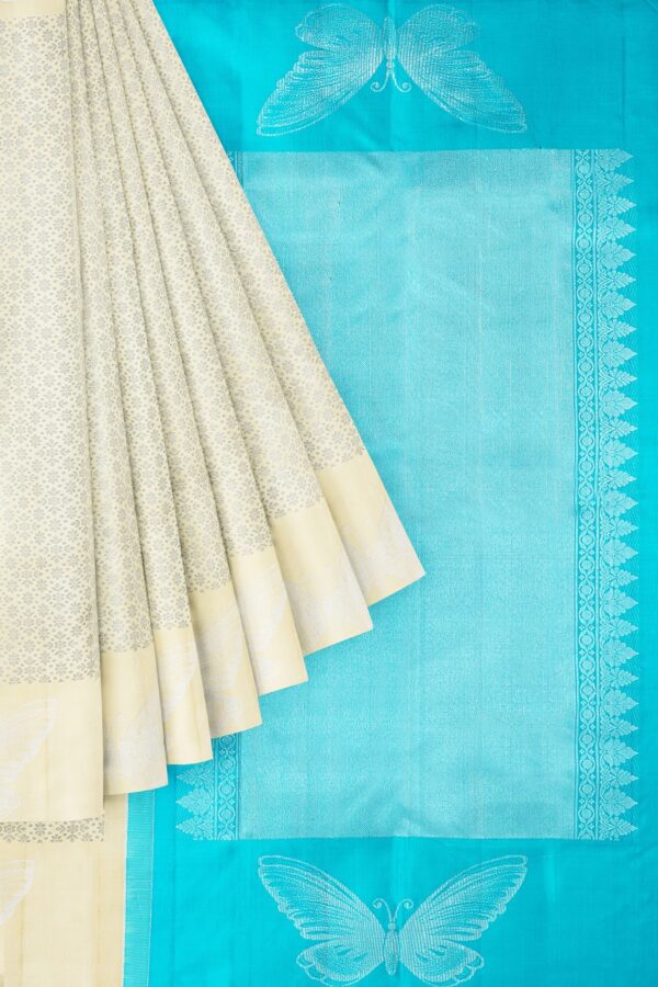 sri kumaran stores kanchipuram silk saree white saree with half white border 1