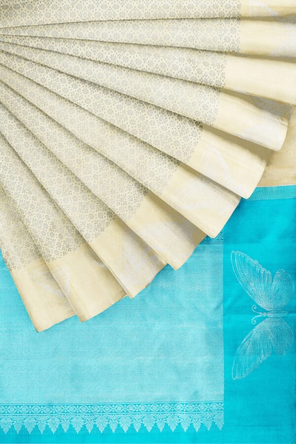 sri kumaran stores kanchipuram silk saree white saree with half white border 4