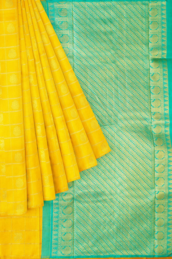 sri kumaran stores kanchipuram silk saree yellow saree with yellow border 1