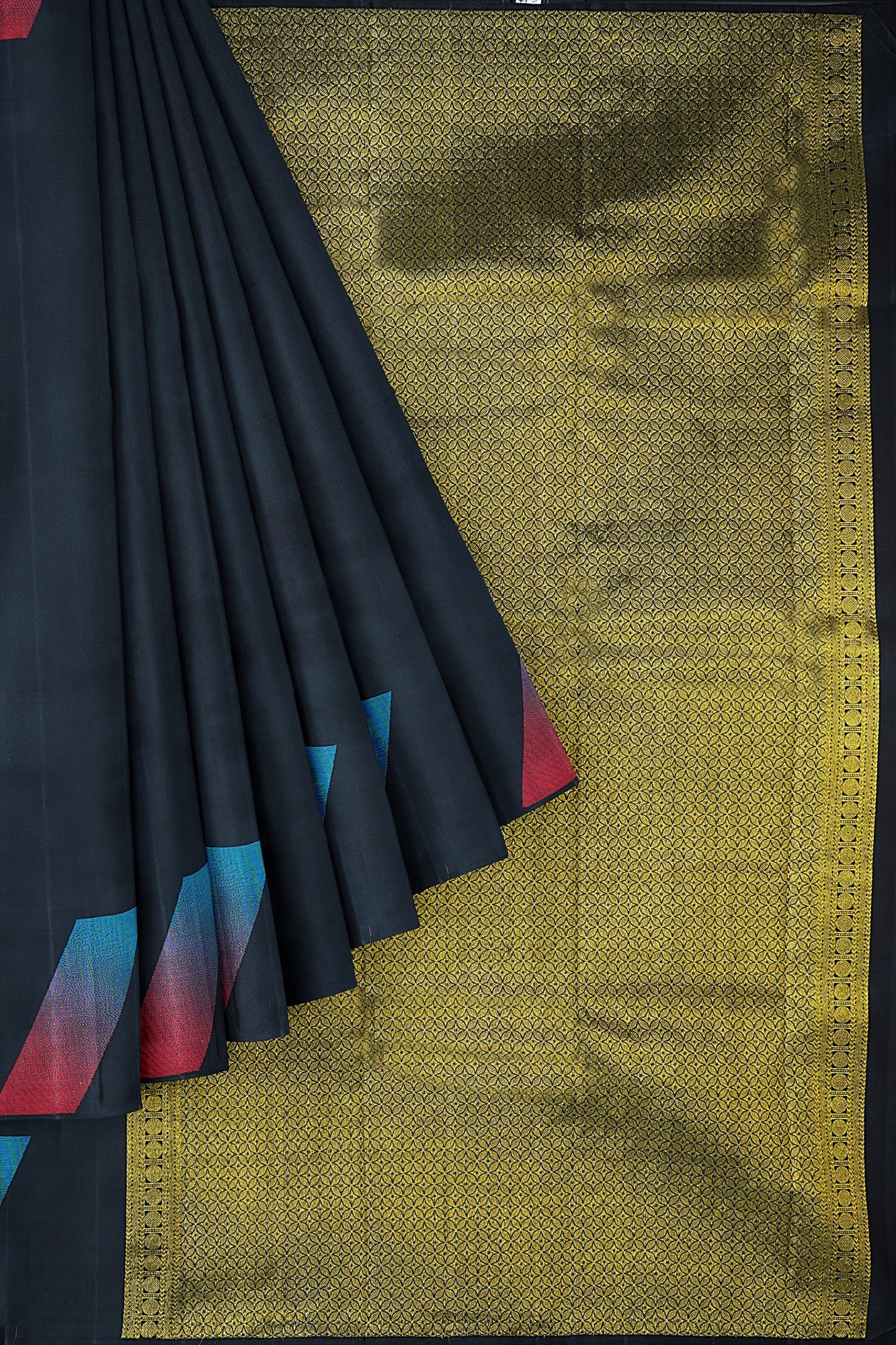 sri kumaran stores kanchipuram silk saree black saree with black border 1