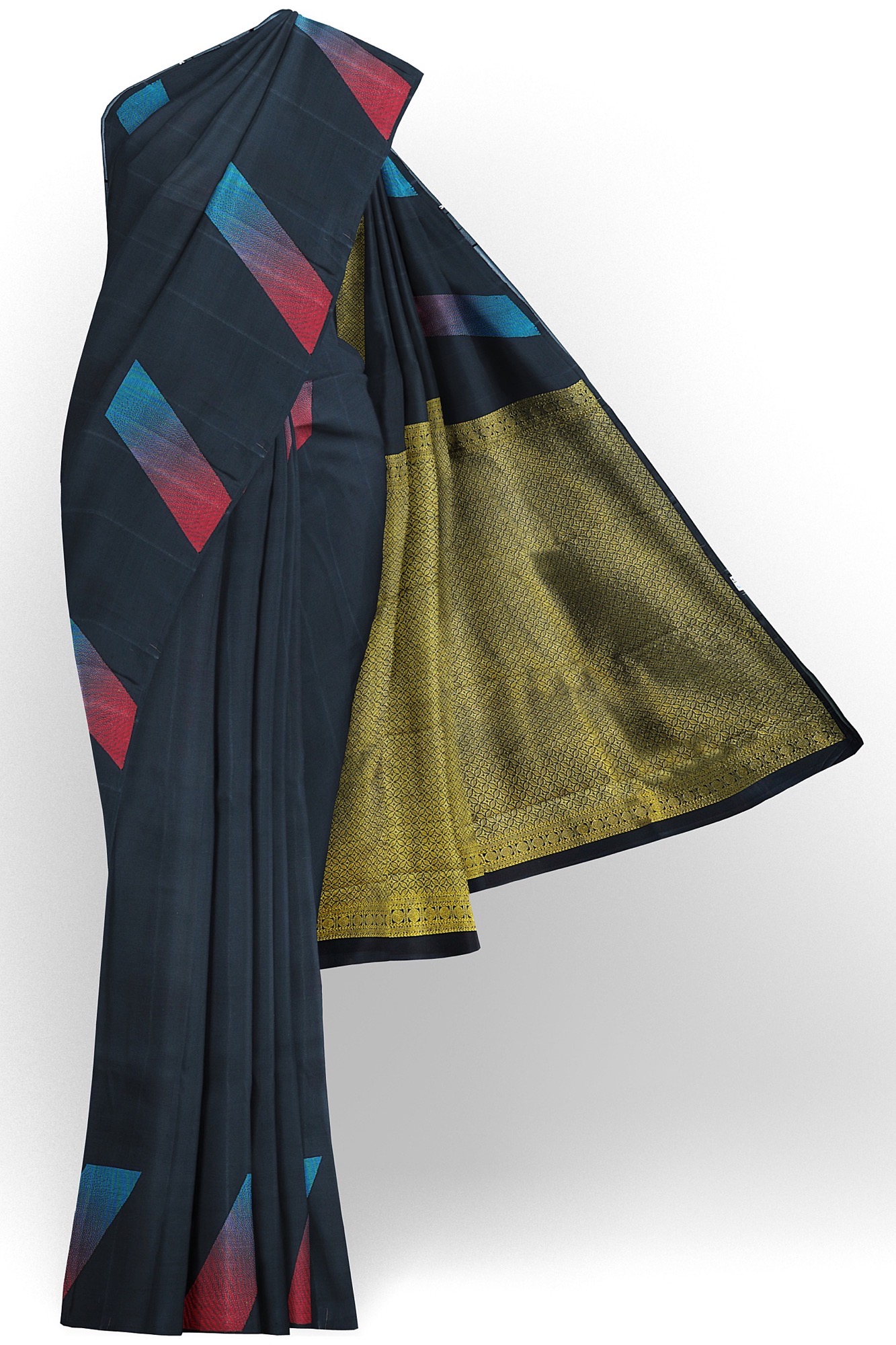 sri kumaran stores kanchipuram silk saree black saree with black border 2