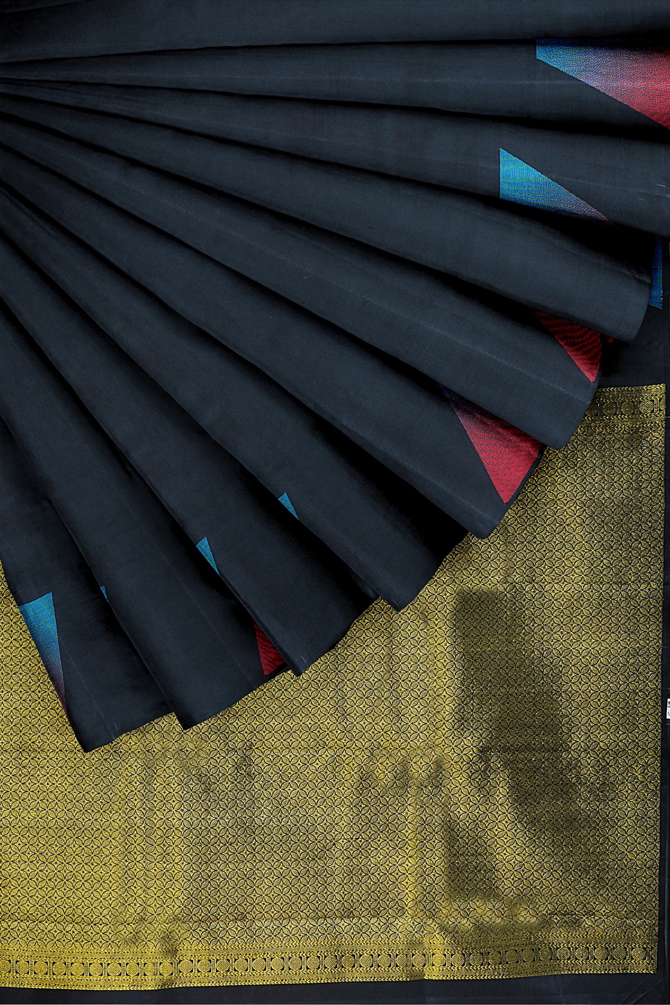 sri kumaran stores kanchipuram silk saree black saree with black border 4