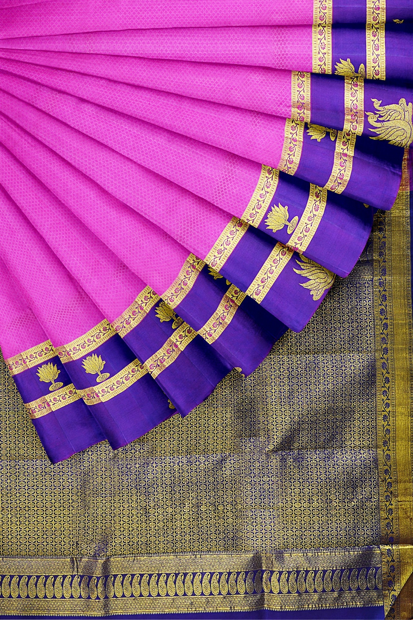 sri kumaran stores kanchipuram silk saree light pink saree with purple border 4