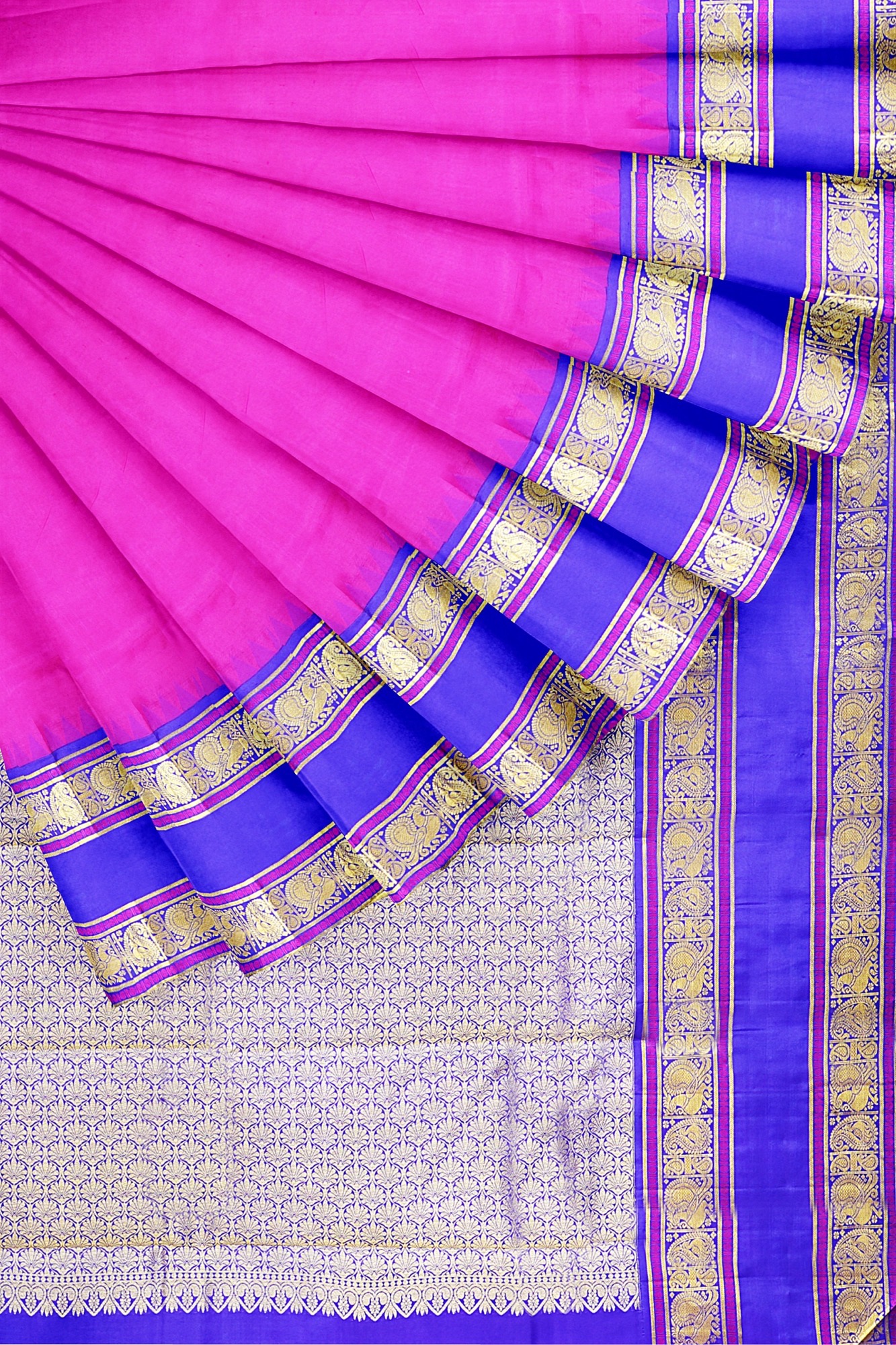 sri kumaran stores kanchipuram silk saree pink saree with blue border 2 4