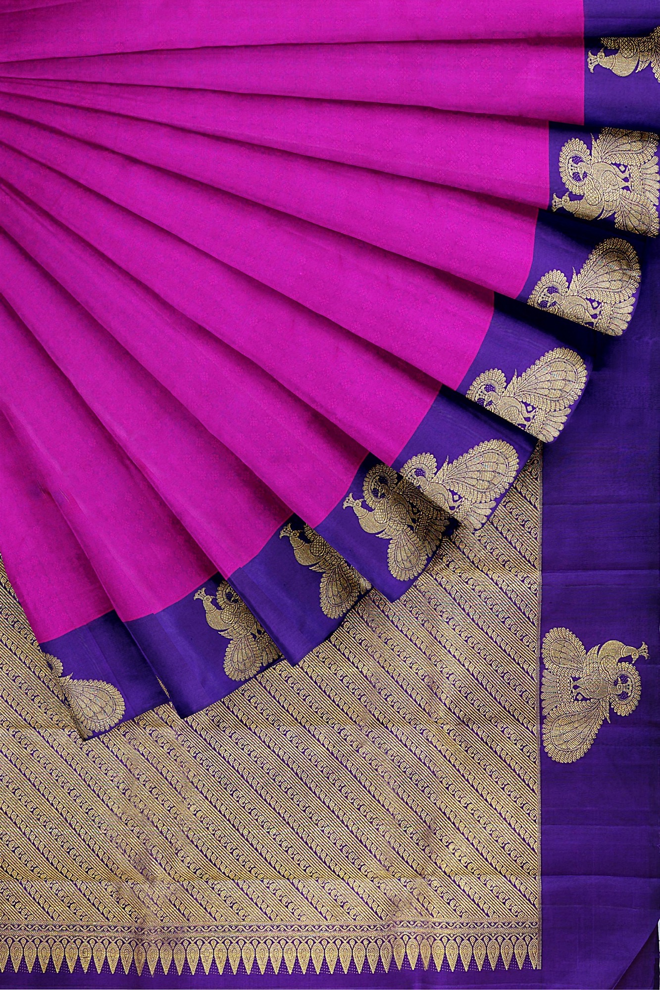 sri kumaran stores kanchipuram silk saree pink saree with dark blue border 4