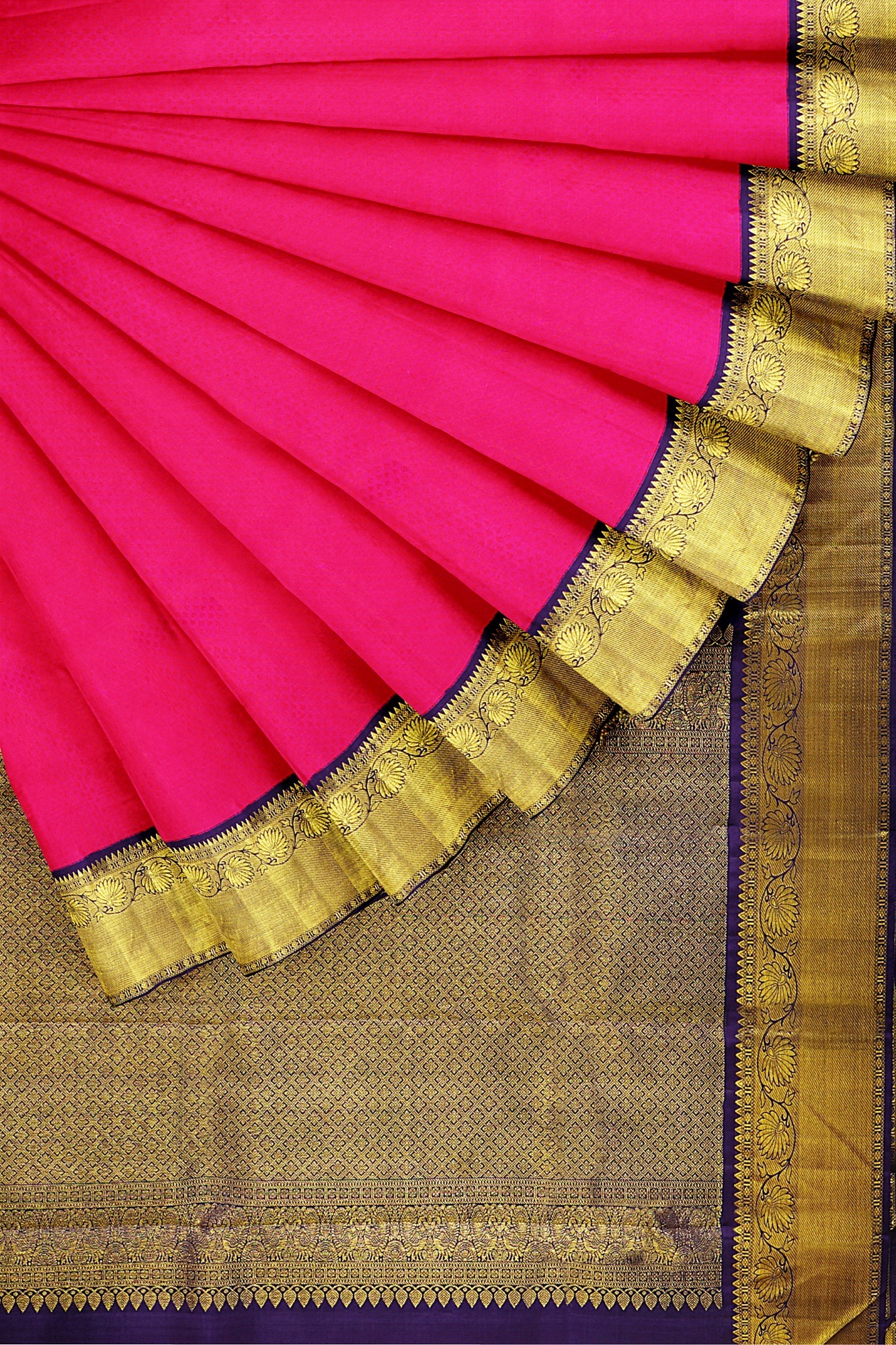sri kumaran stores kanchipuram silk saree pink saree with golden dark blue border 4
