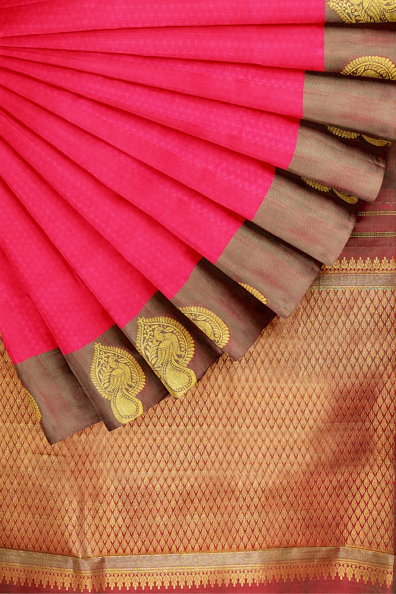sri kumaran stores kanchipuram silk saree pink saree with grey border 4