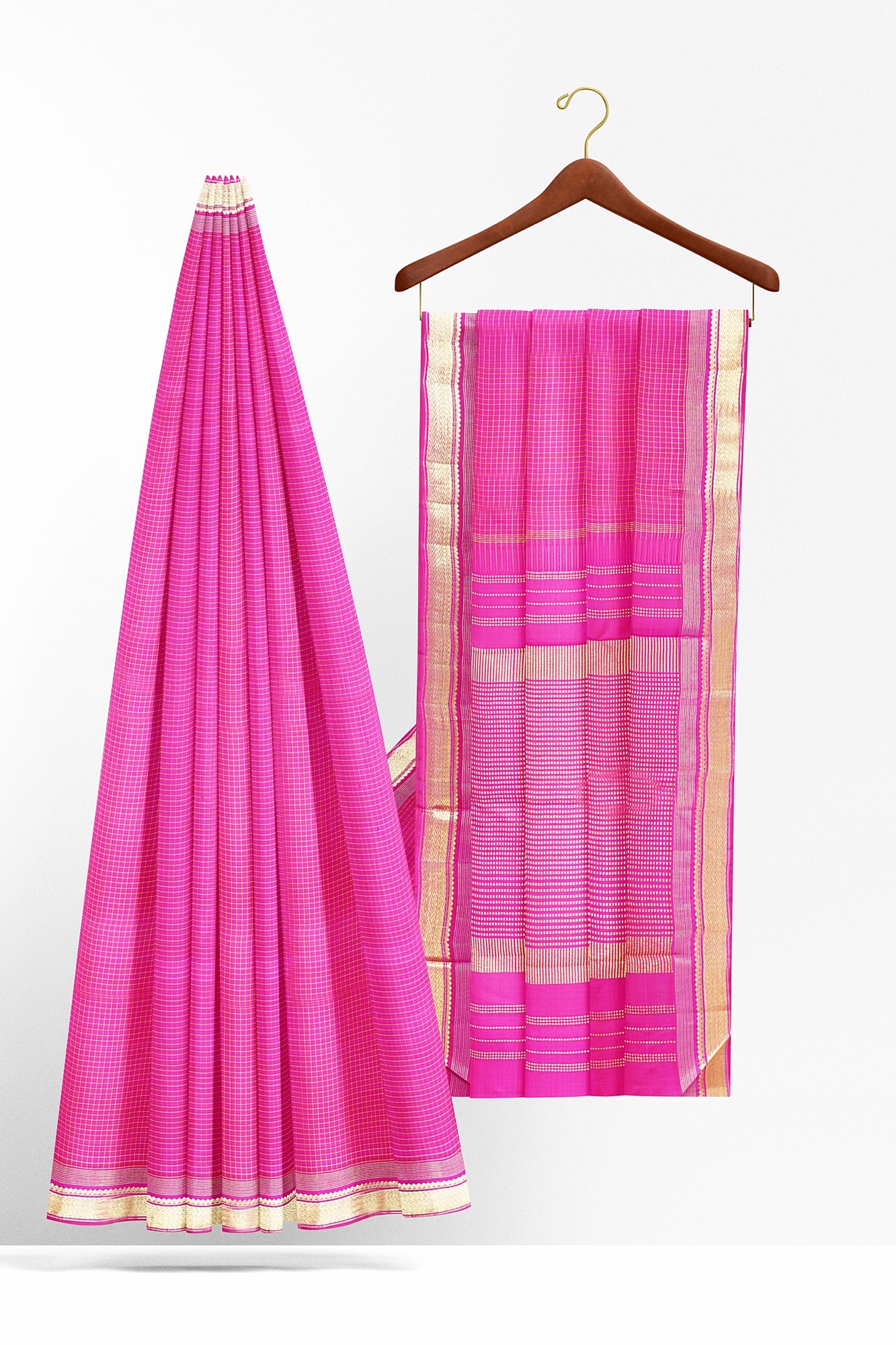 sri kumaran stores kanchipuram silk saree pink saree with pink border 3