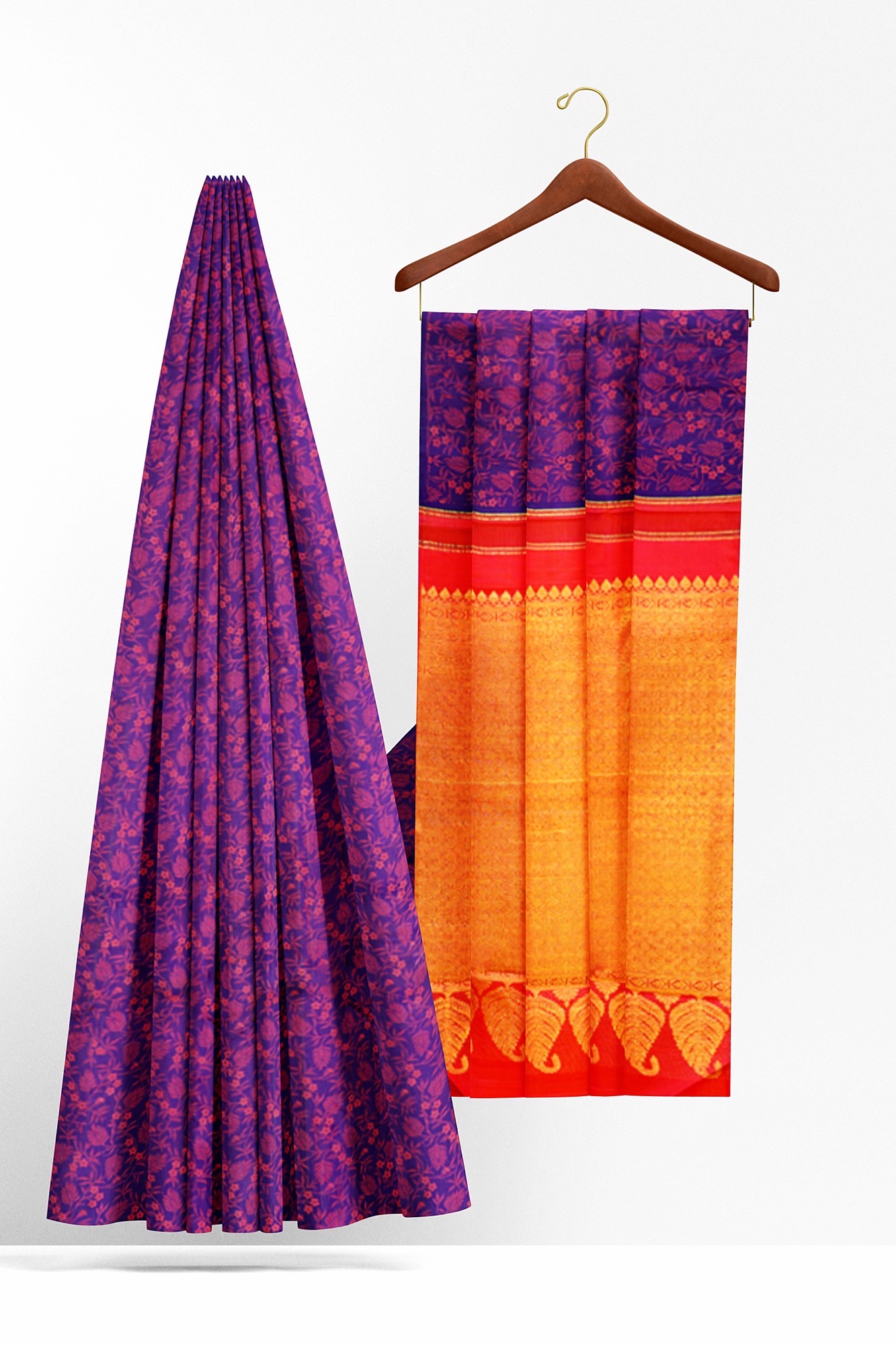 sri kumaran stores kanchipuram silk saree purple saree with purple border 3