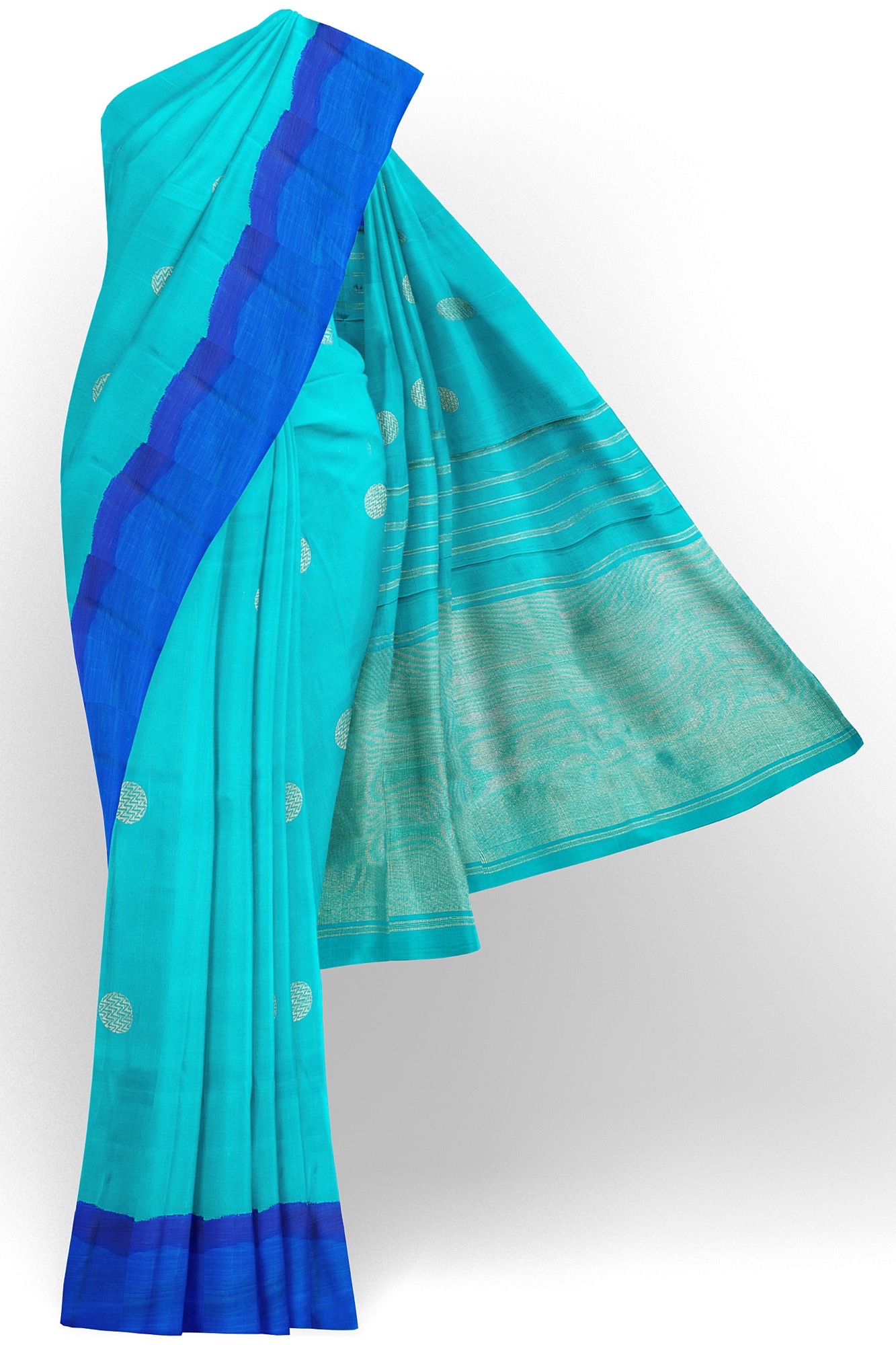sri kumaran stores kanchipuram silk saree sky blue saree with blue border 2