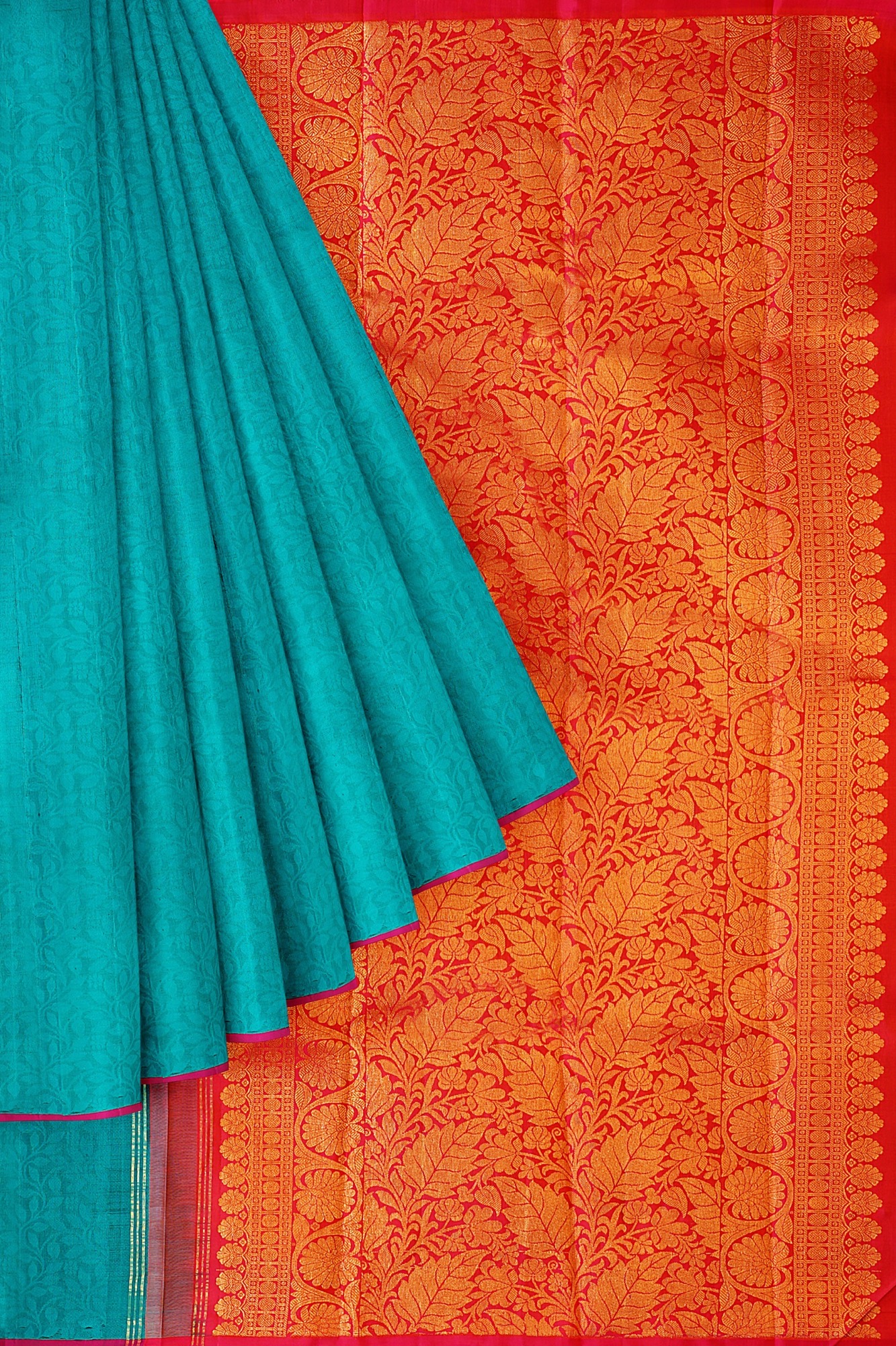 sri kumaran stores kanchipuram silk saree turquoise blue saree with turquoise blue border 1