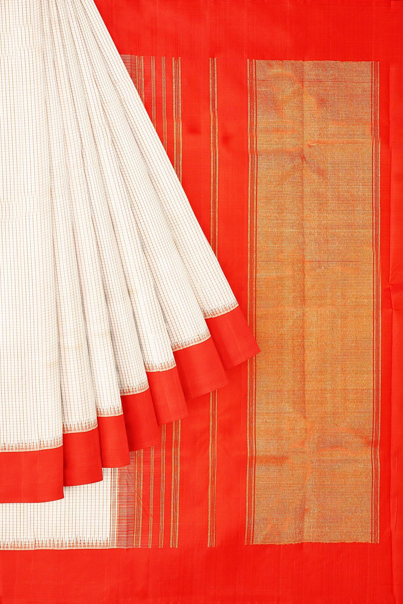 sri kumaran stores kanchipuram silk saree white saree with red border 1