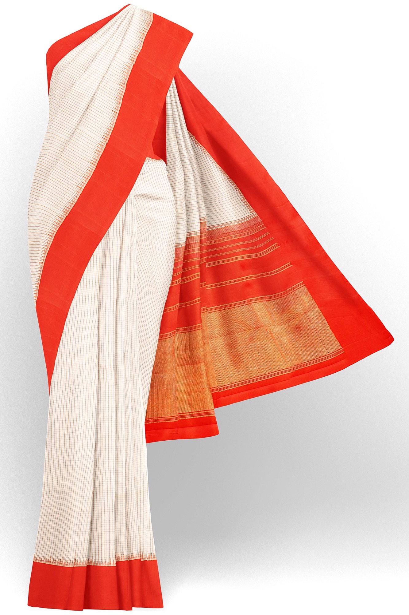 sri kumaran stores kanchipuram silk saree white saree with red border 2