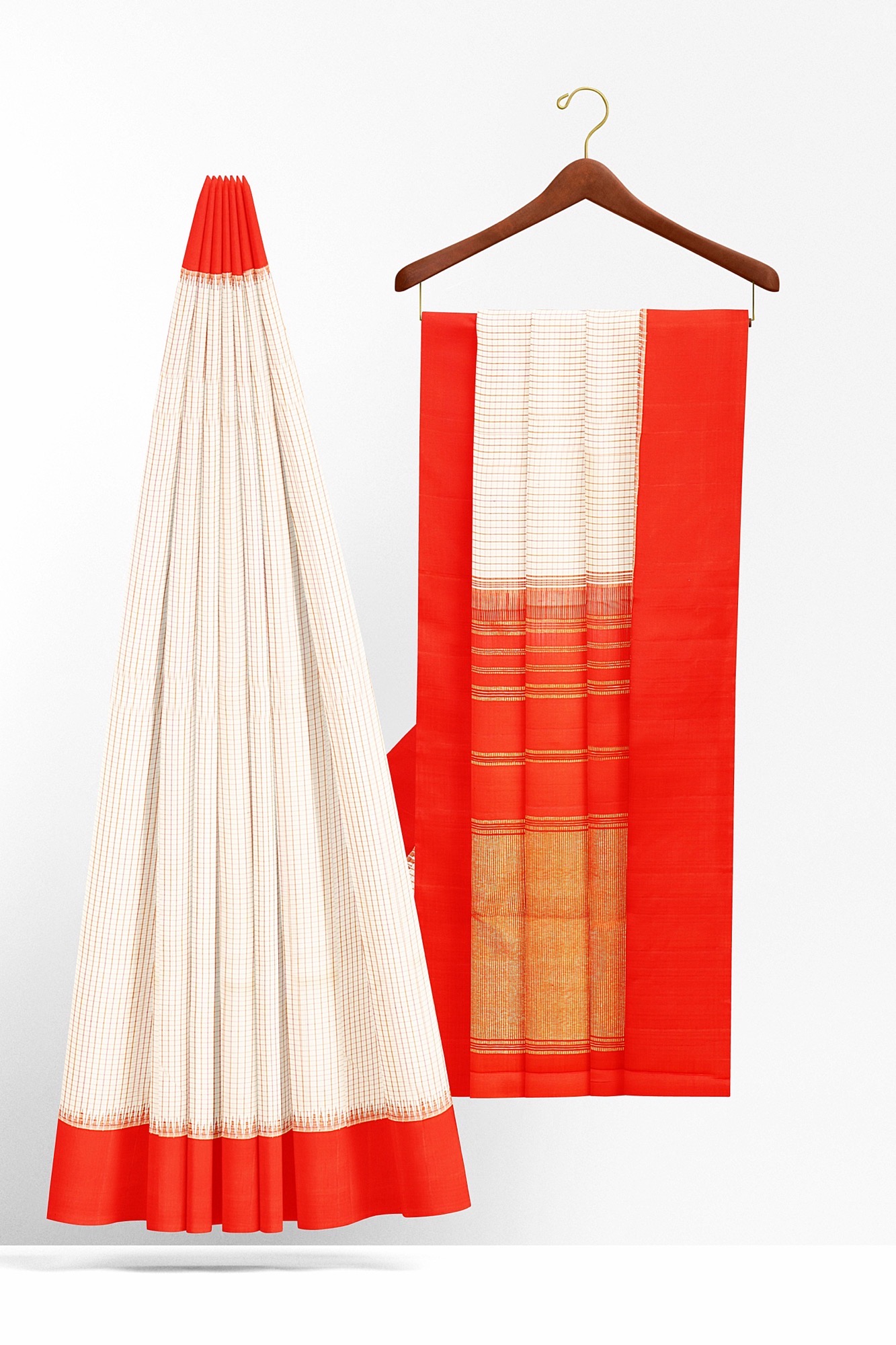 sri kumaran stores kanchipuram silk saree white saree with red border 3