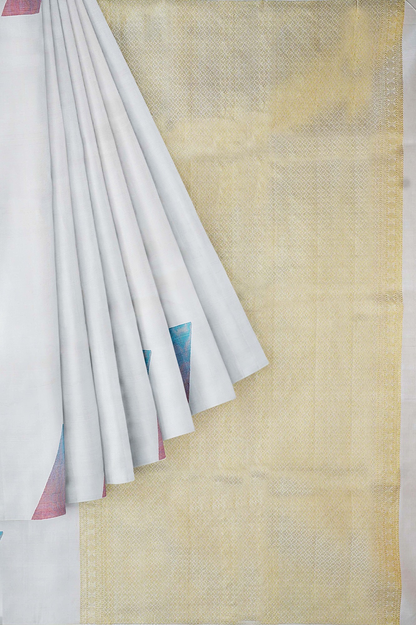 sri kumaran stores kanchipuram silk saree white saree with white border 1