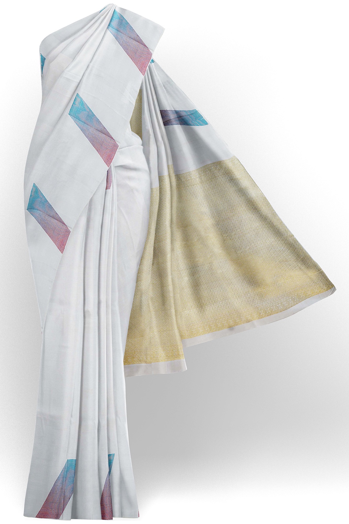 sri kumaran stores kanchipuram silk saree white saree with white border 2