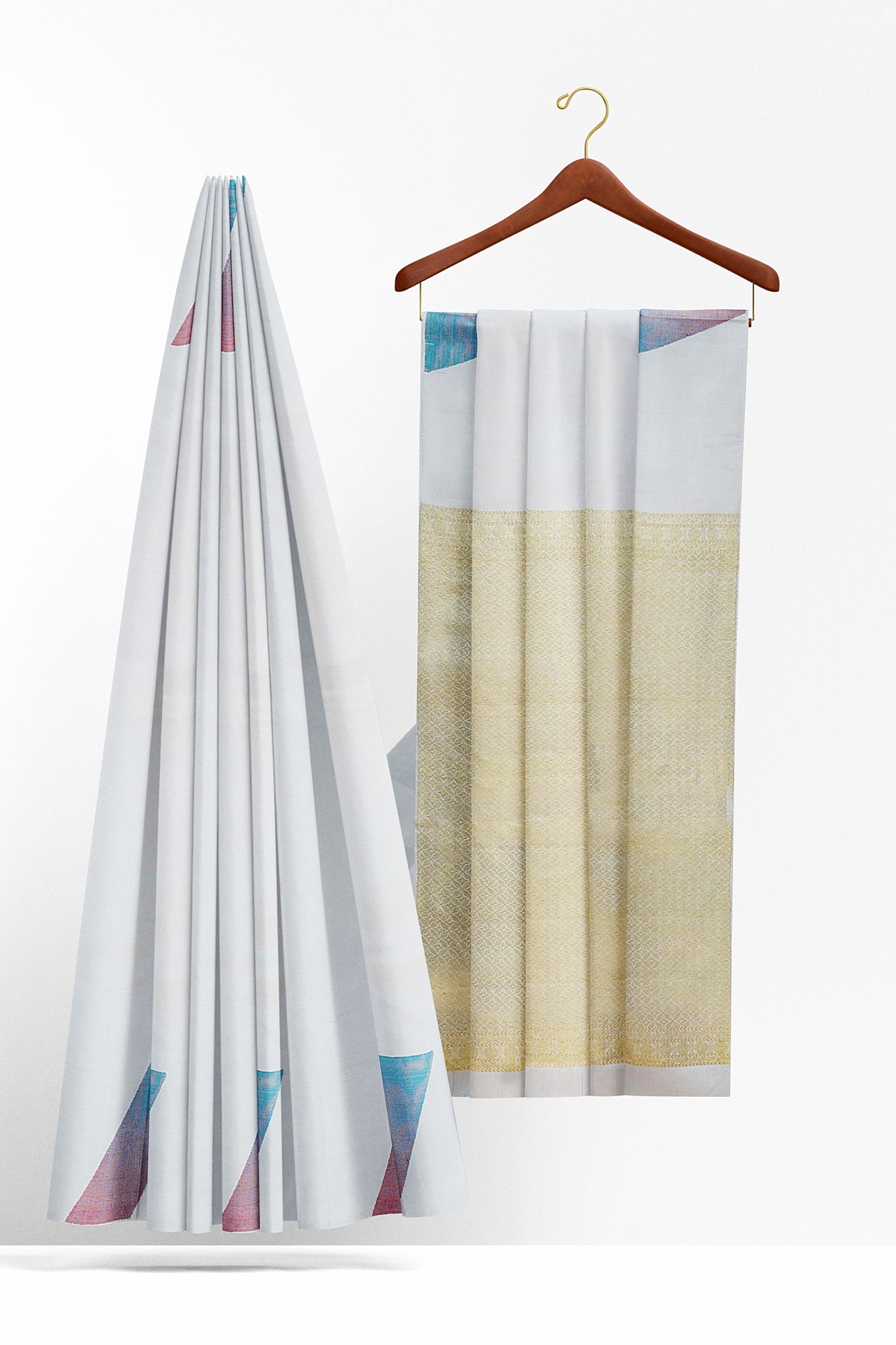 sri kumaran stores kanchipuram silk saree white saree with white border 3