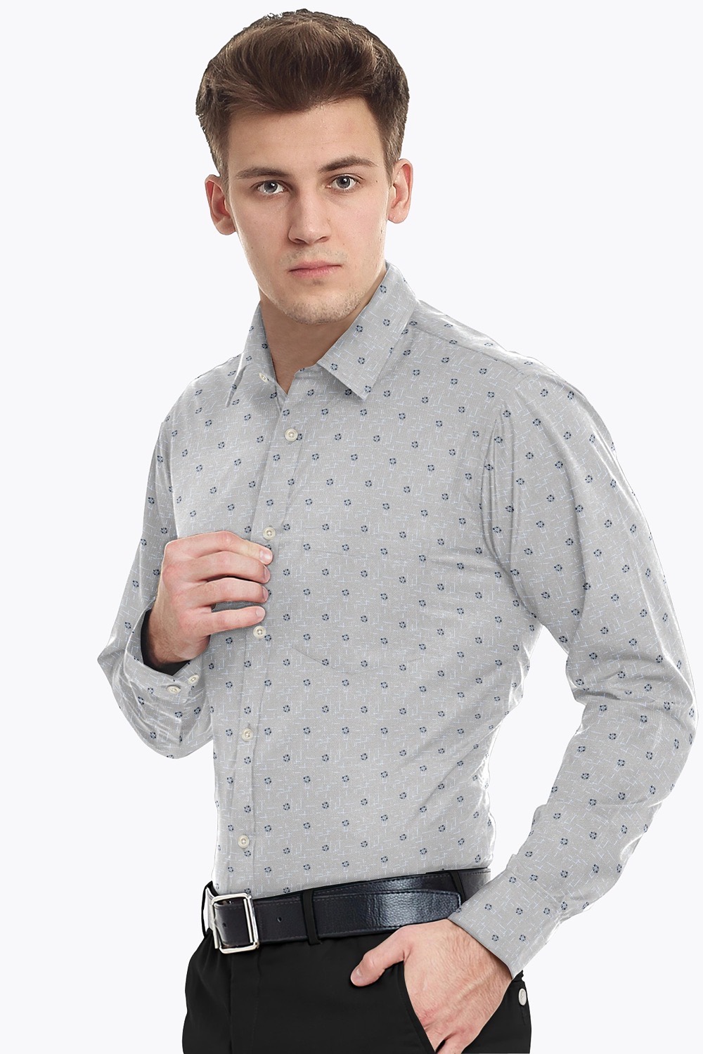 sri kumaran stores men perri alley grey full sleeve shirt 3