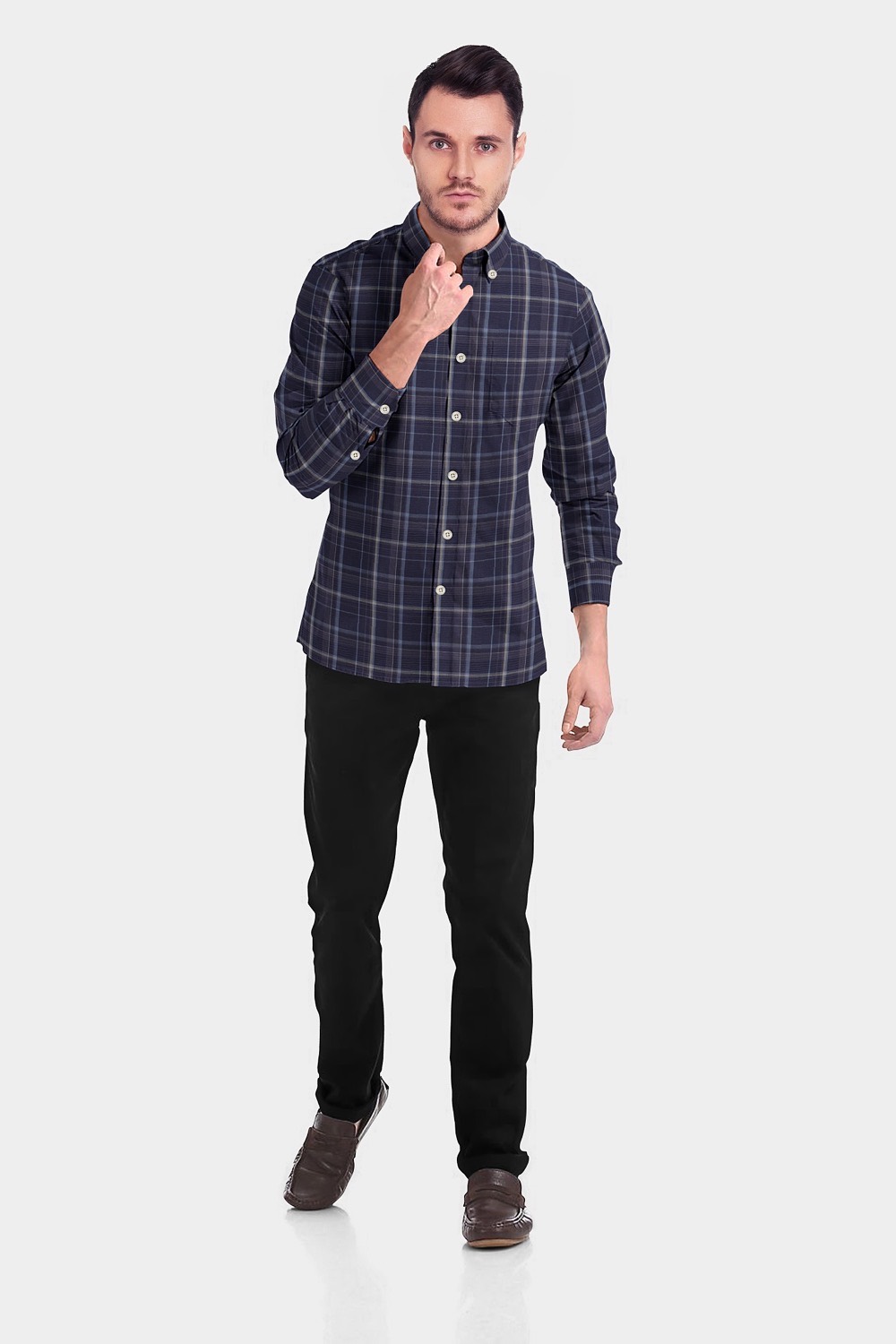 sri kumaran stores men perri alley blue checker full sleeve shirt 1 1