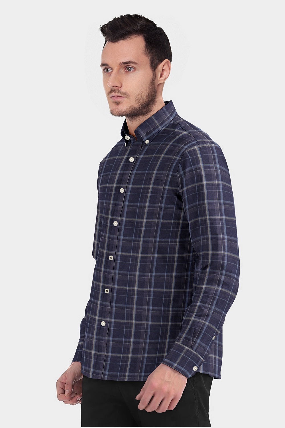 sri kumaran stores men perri alley blue checker full sleeve shirt 1 3