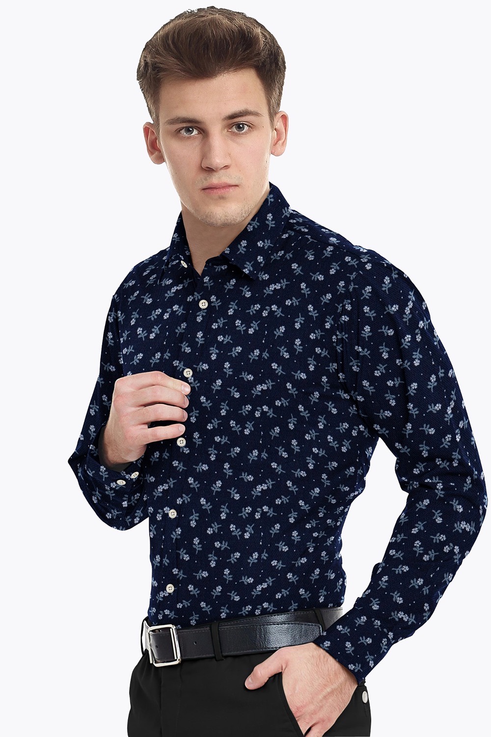 sri kumaran stores men perri alley blue design full sleeve shirt 3