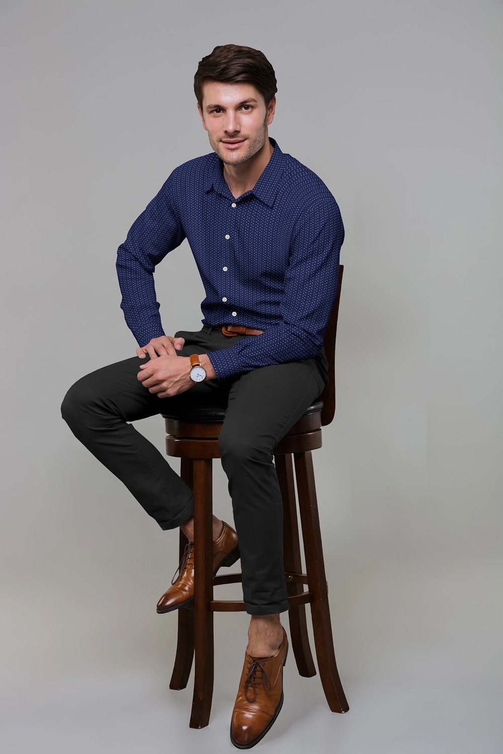 sri kumaran stores men perri alley blue design full sleeve shirt 1 2