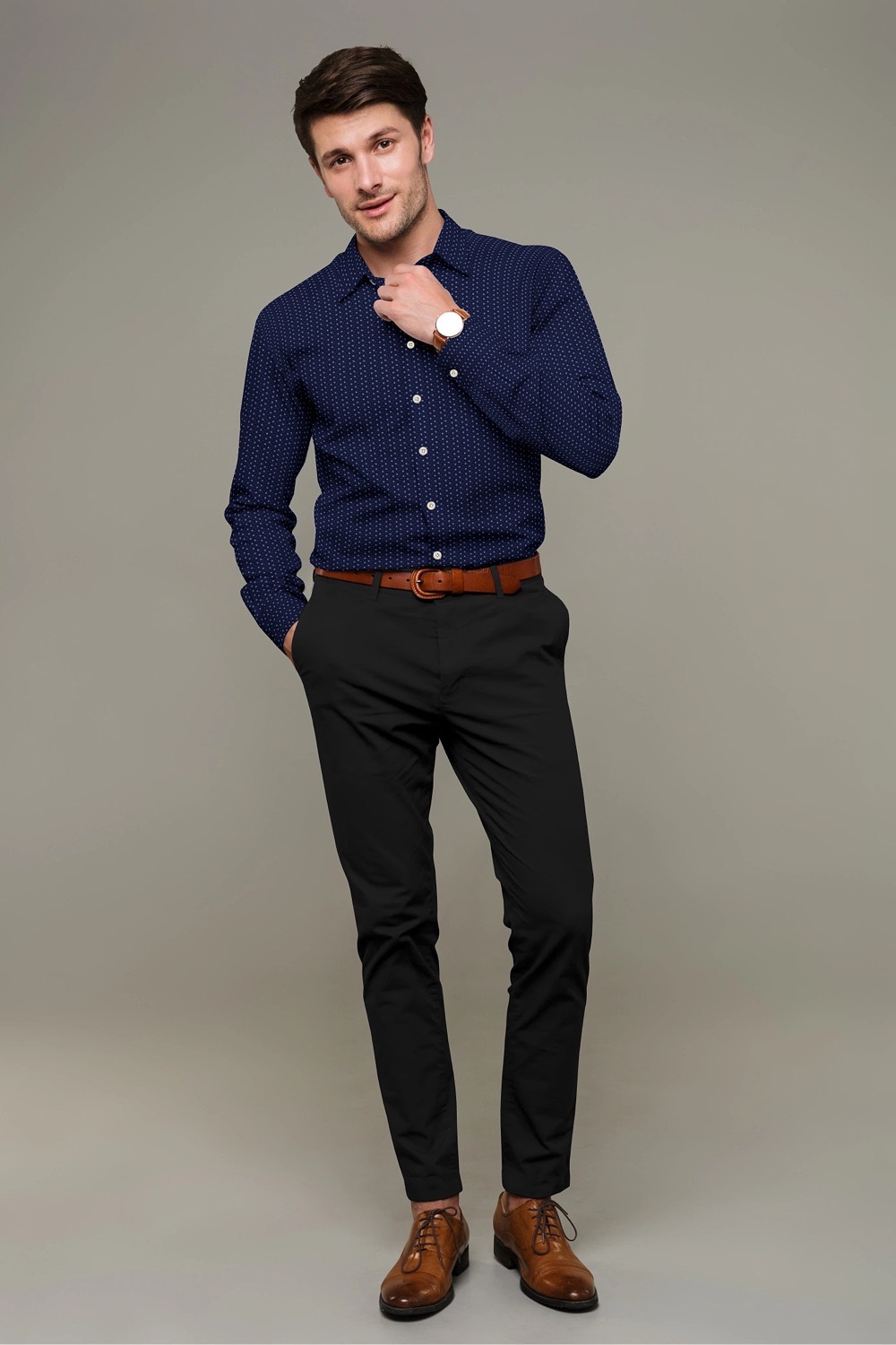 sri kumaran stores men perri alley blue design full sleeve shirt 1 3