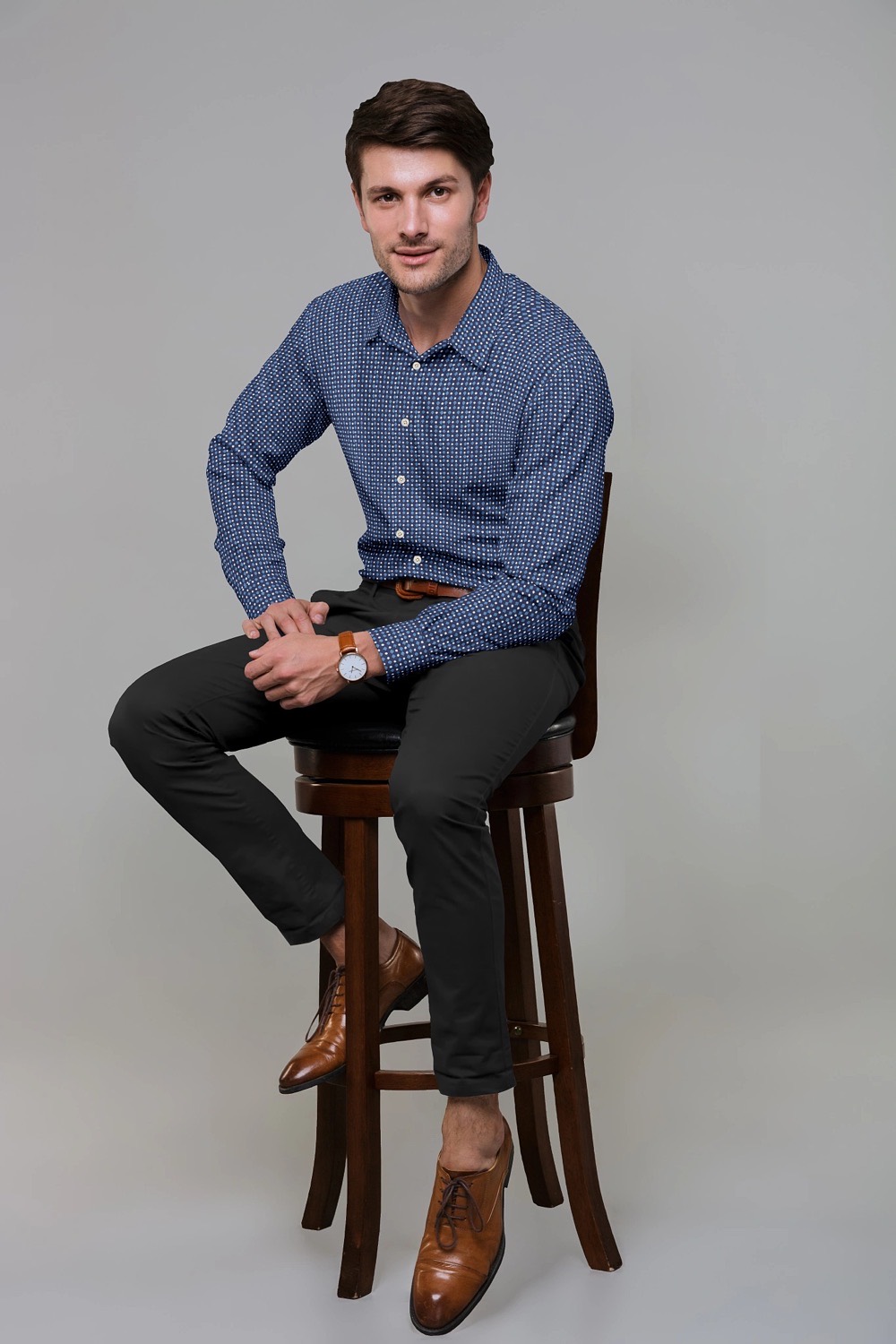 sri kumaran stores men perri alley blue full sleeve shirt 3