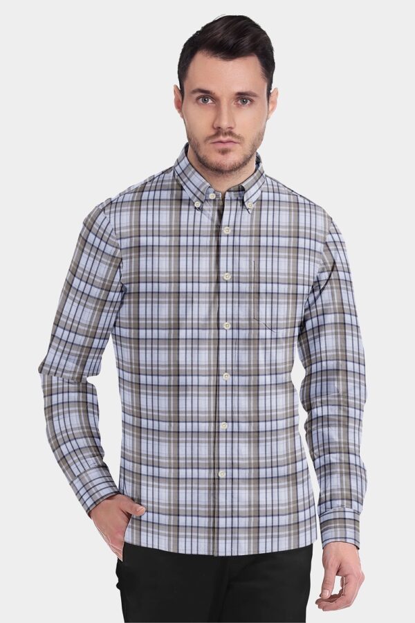 sri kumaran stores men perri alley brown checker full sleeve shirt 2