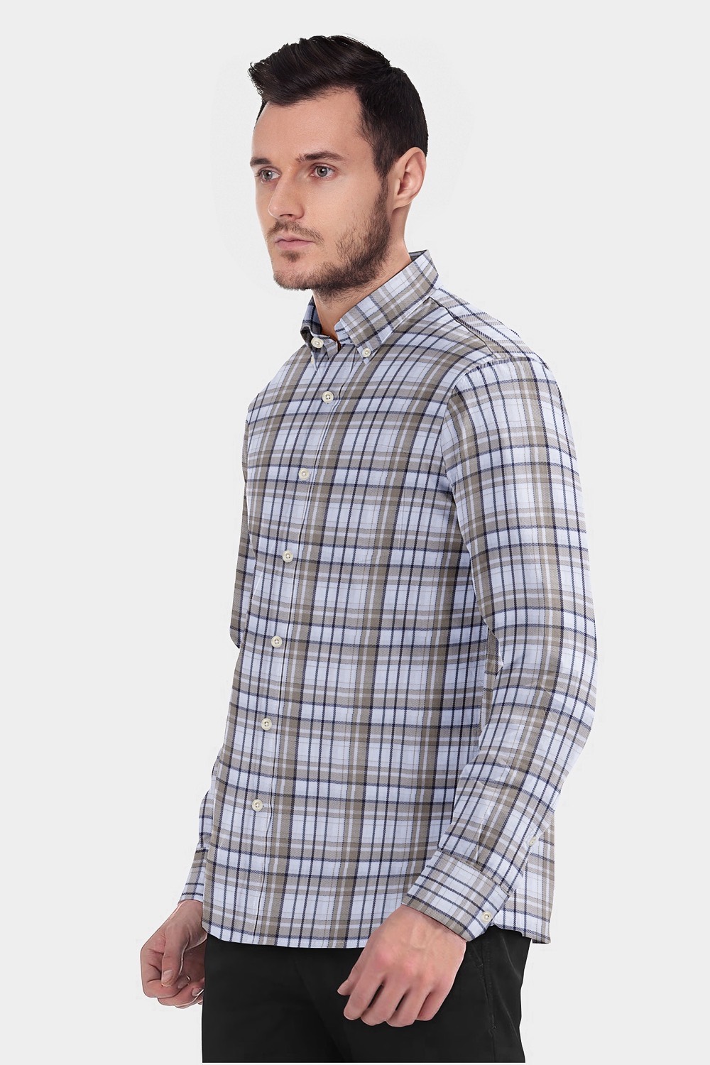 sri kumaran stores men perri alley brown checker full sleeve shirt 3