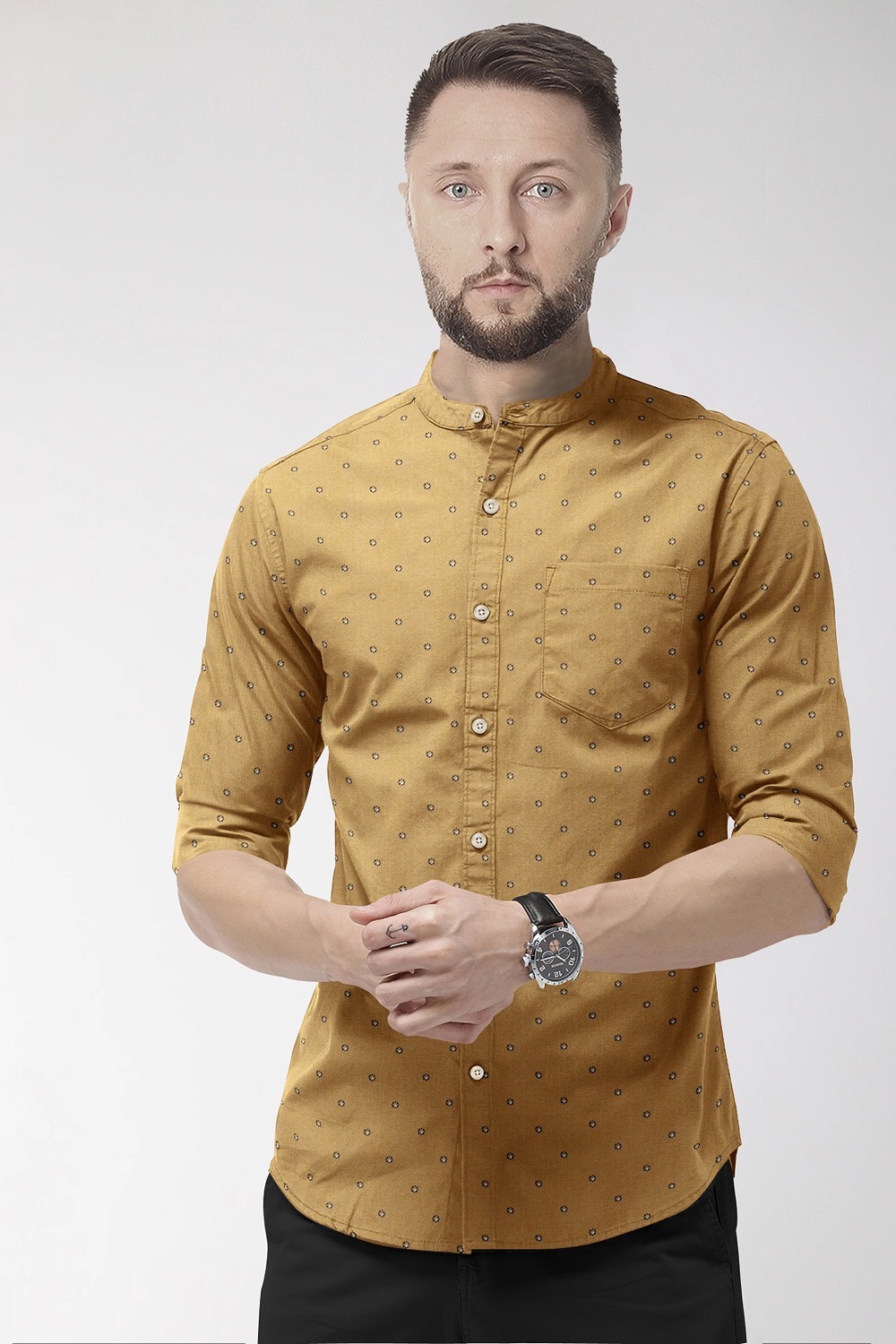 sri kumaran stores men perri alley brown design full sleeve shirt 1 2