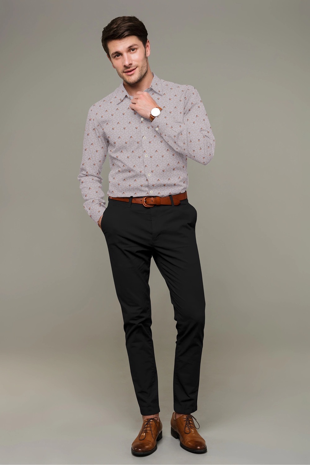 sri kumaran stores men perri alley brown full sleeve shirt 3