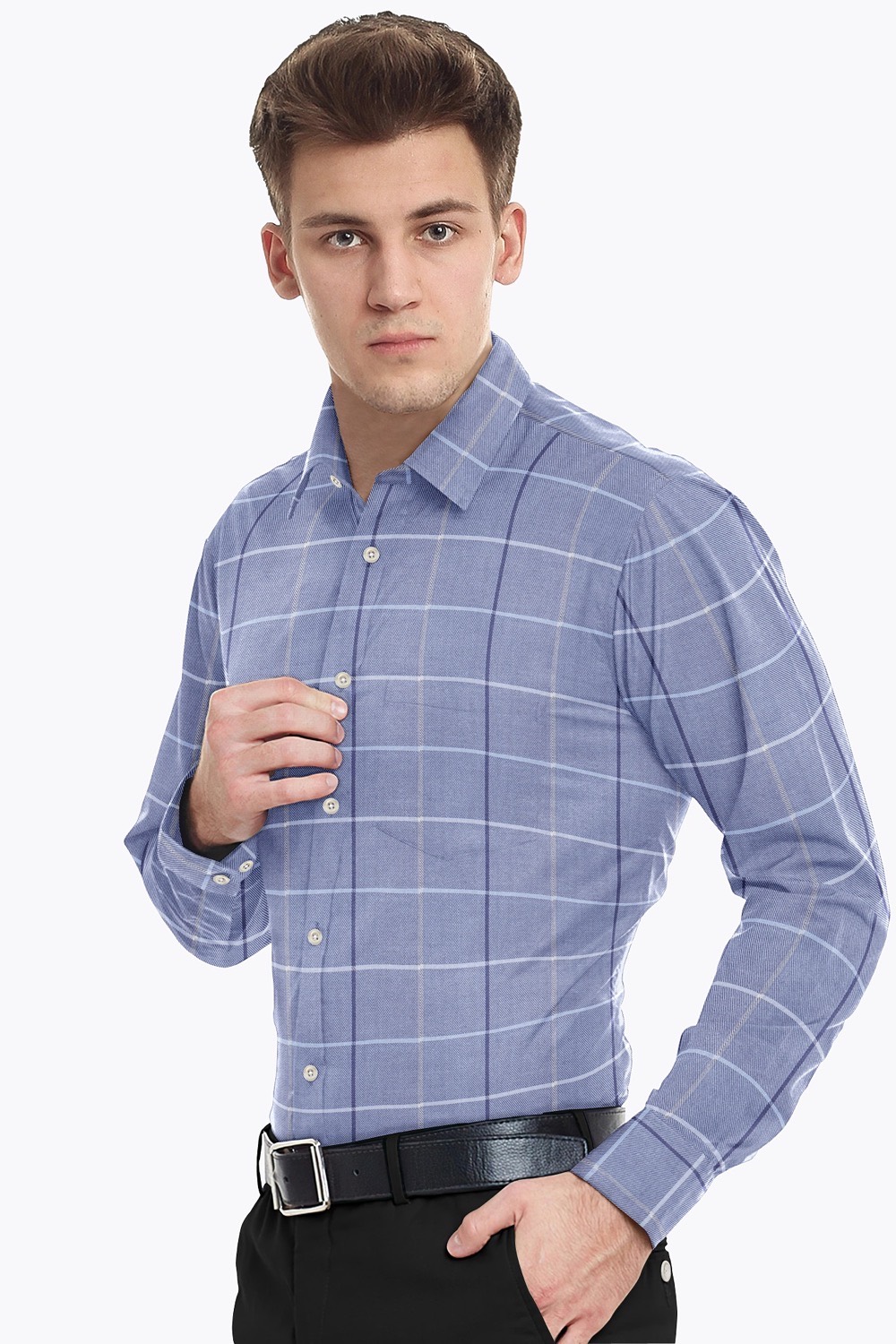 sri kumaran stores men perri alley grey checker full sleeve shirt 3