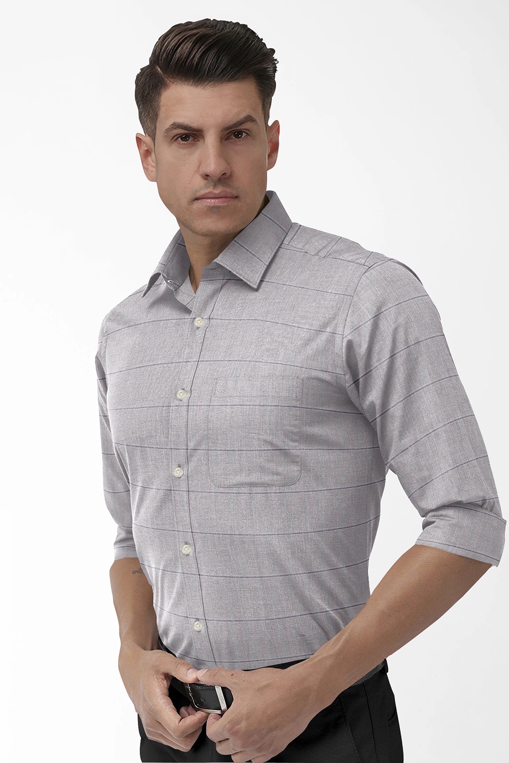 sri kumaran stores men perri alley grey full sleeve shirt 1 3