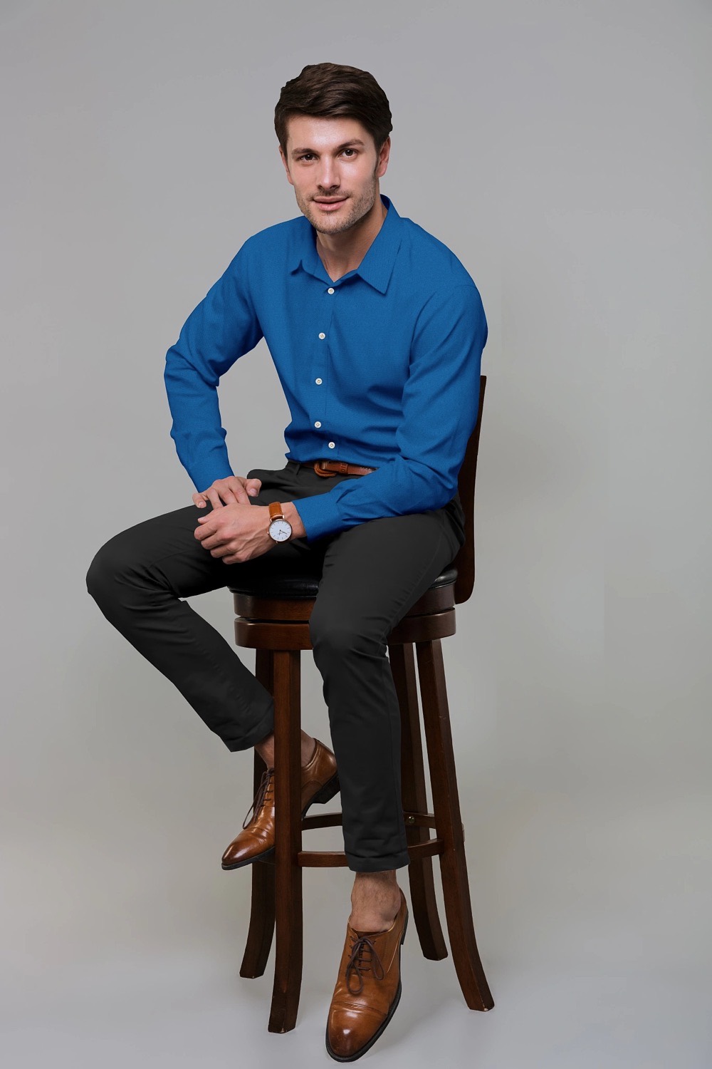 sri kumaran stores men perri alley ink blue full sleeve shirt 2