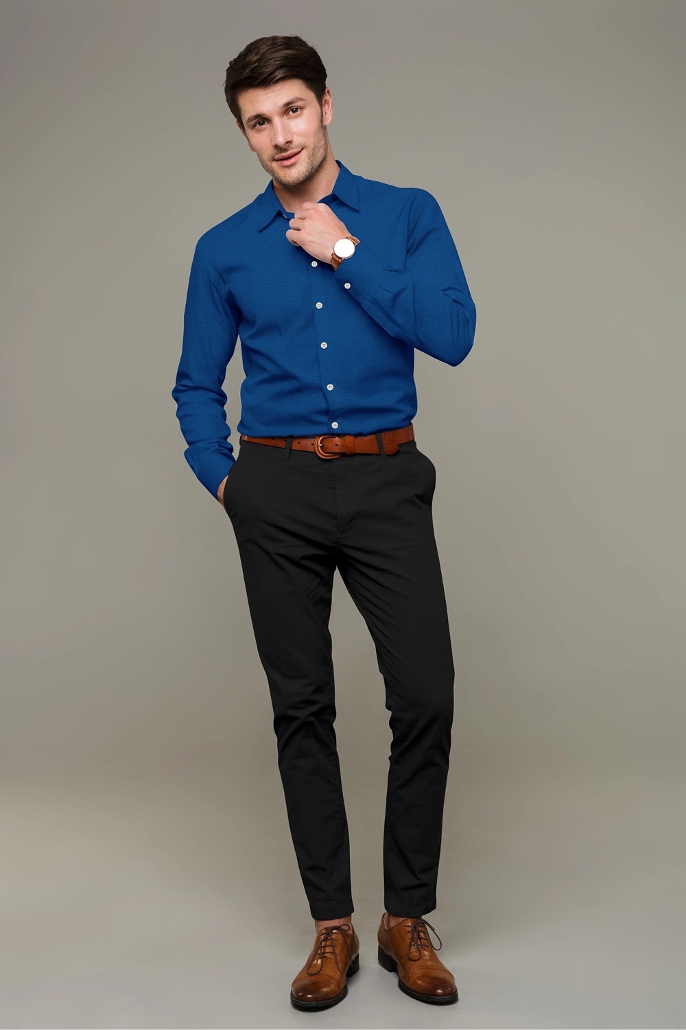 sri kumaran stores men perri alley ink blue full sleeve shirt 3