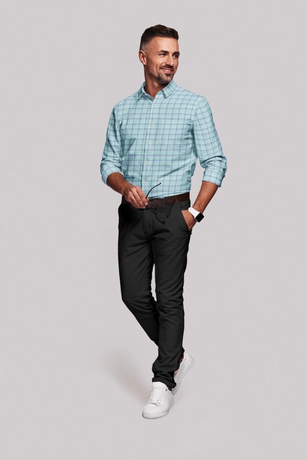 sri kumaran stores men perri alley light blue checker full sleeve shirt 3