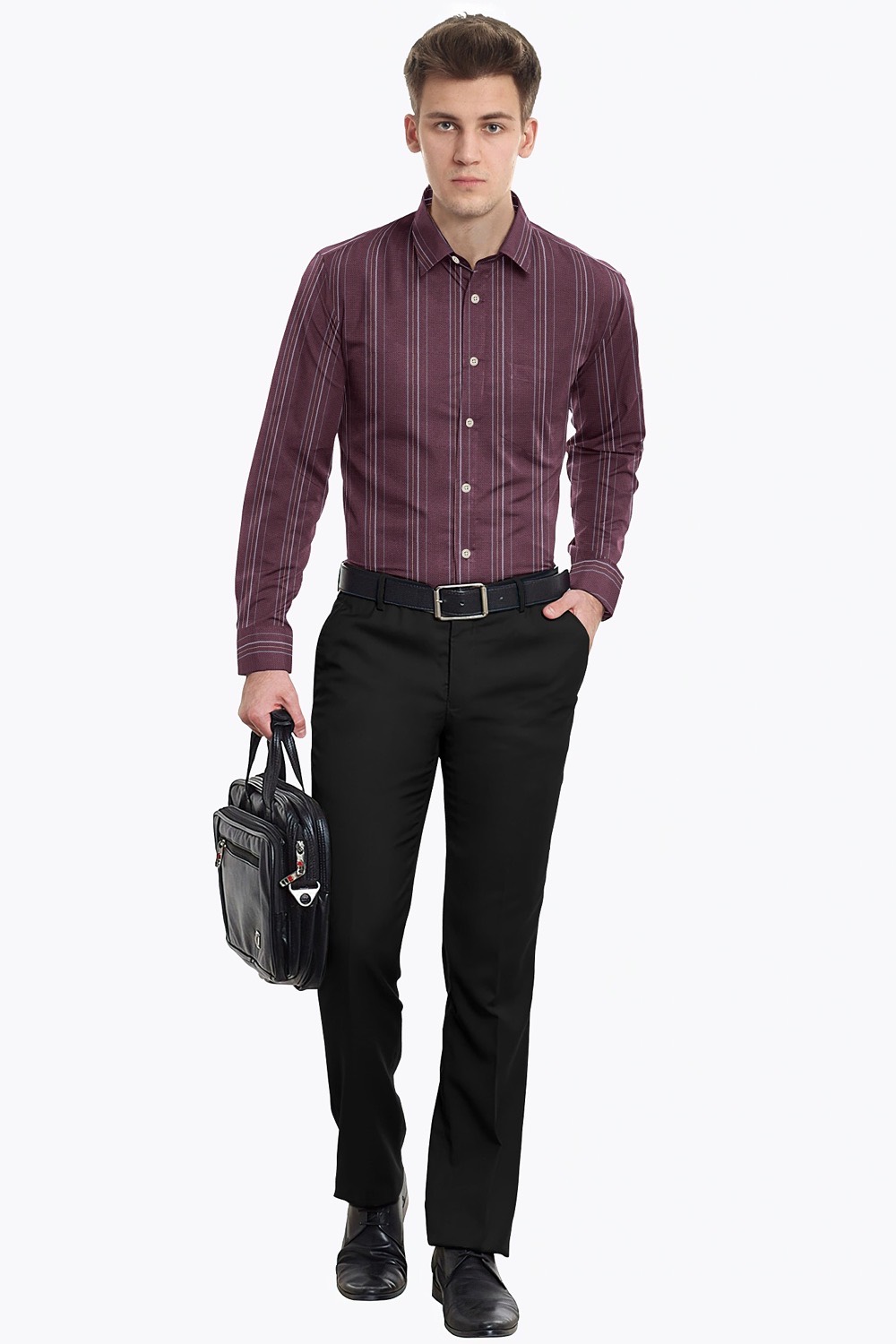 sri kumaran stores men perri alley maroon checker full sleeve shirt 1