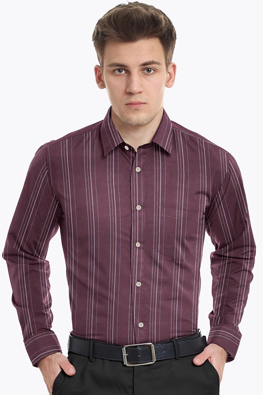 sri kumaran stores men perri alley maroon checker full sleeve shirt 2
