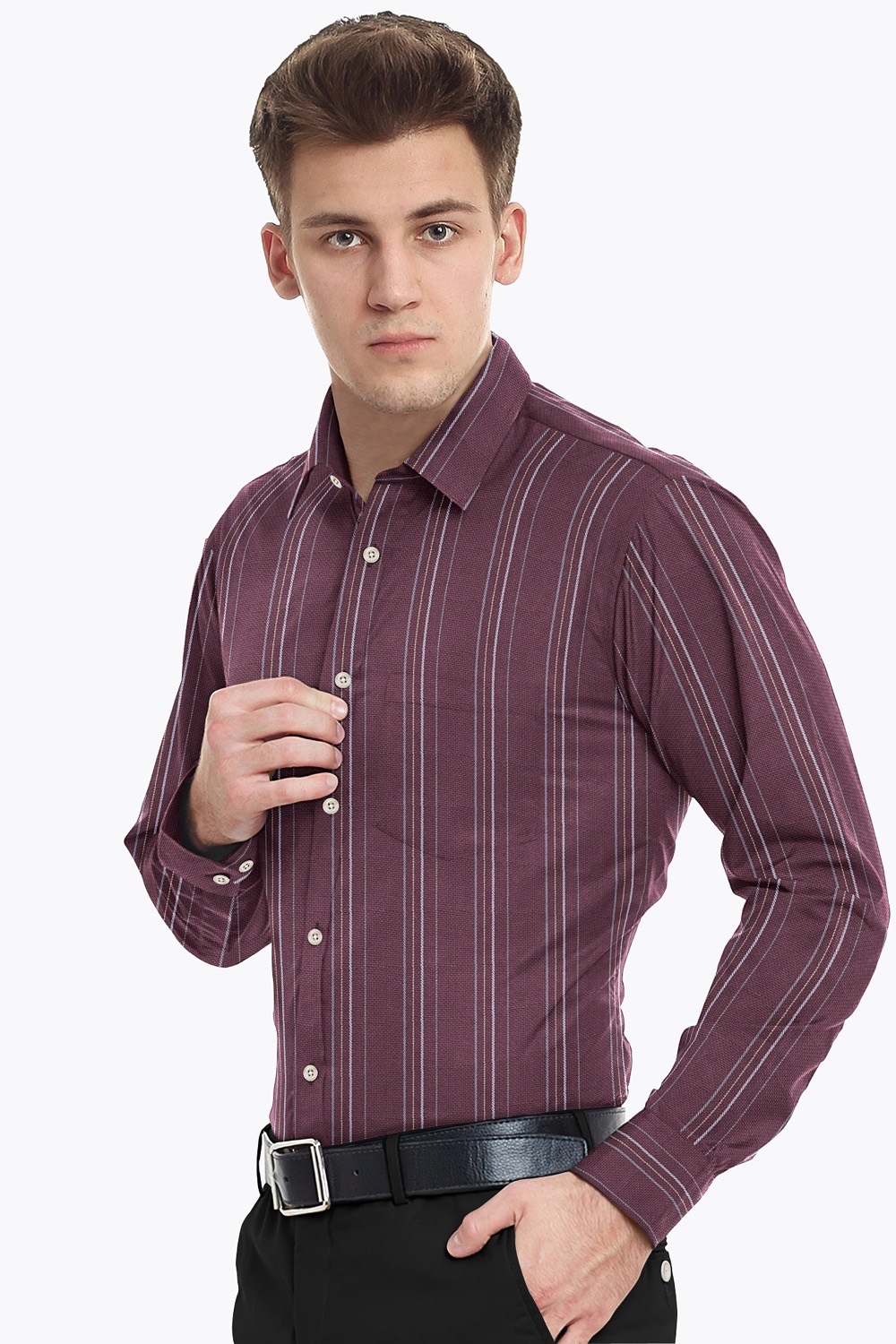 sri kumaran stores men perri alley maroon checker full sleeve shirt 3