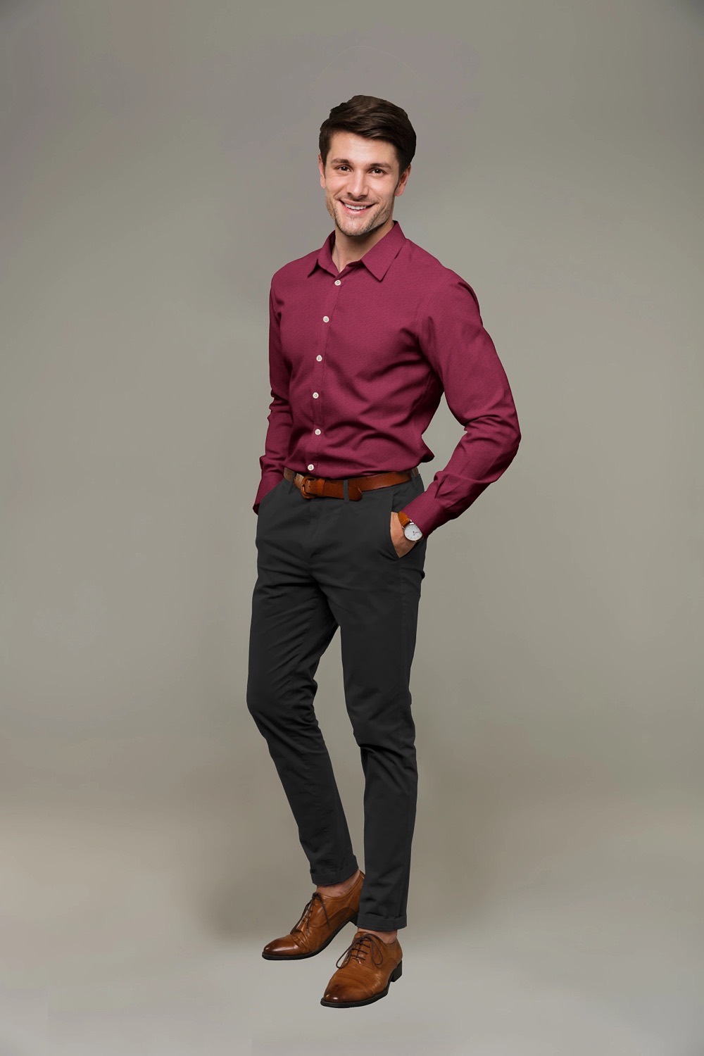 sri kumaran stores men perri alley maroon full sleeve shirt 1