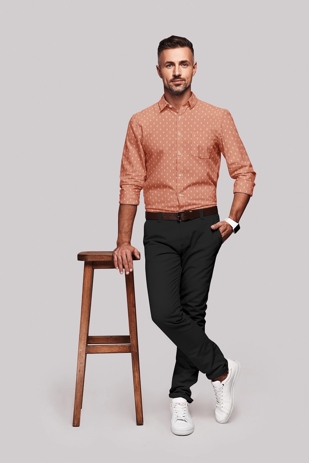 sri kumaran stores men perri alley orange design full sleeve shirt 1