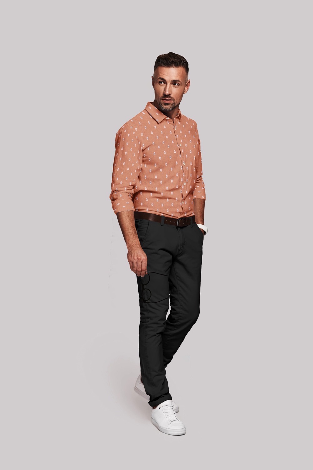 sri kumaran stores men perri alley orange design full sleeve shirt 2